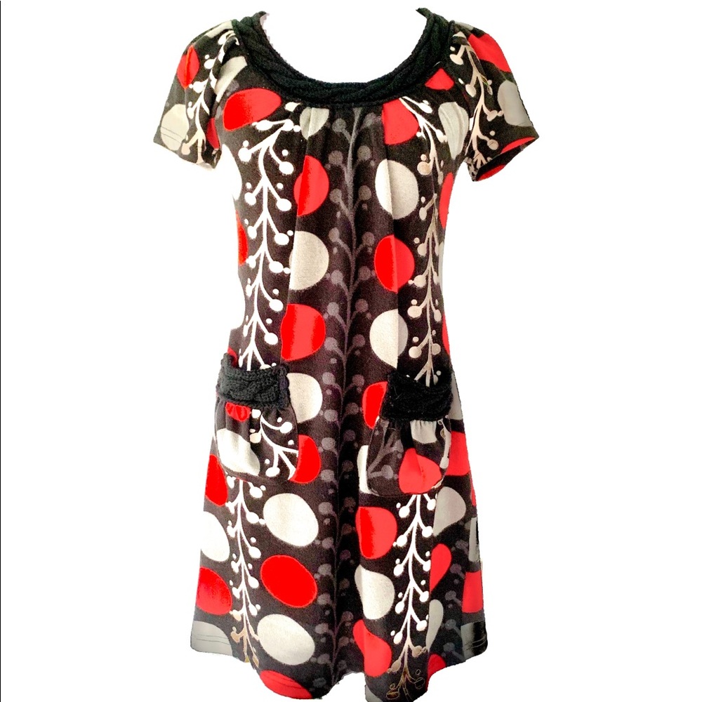 Mickie D Black Midi Dress with Red & White Polka D